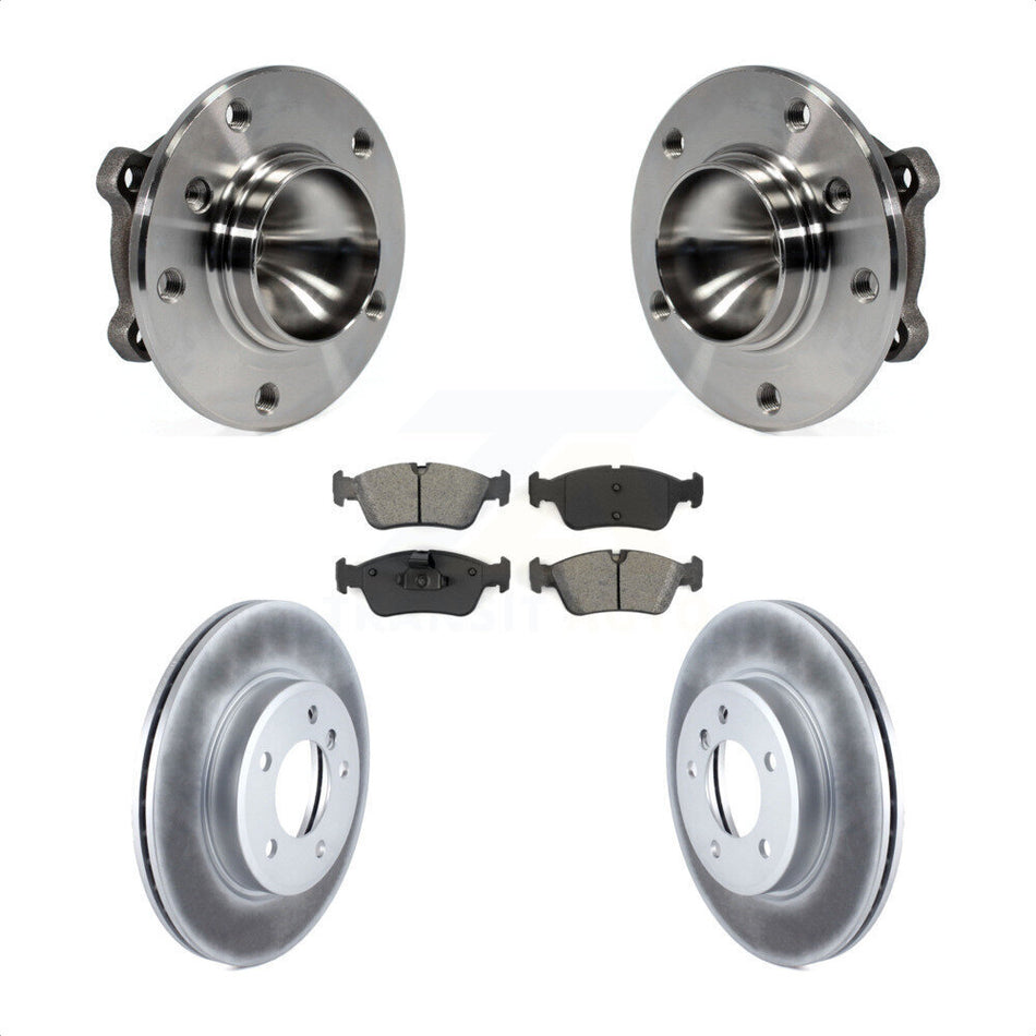 Front Hub Bearing Assembly With Coated Disc Brake Rotors And Semi-Metallic Pads Kit For 2006 BMW 325Ci KBB-104077