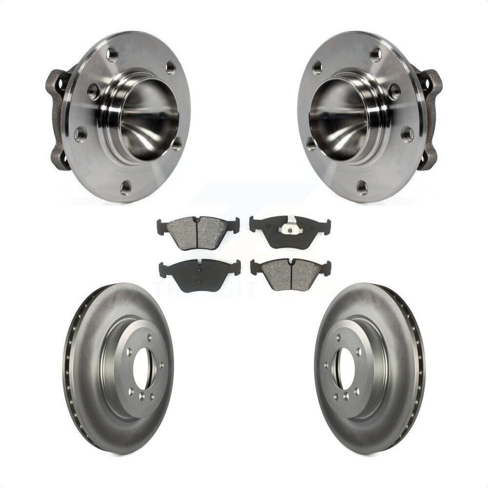 Front Hub Bearing Assembly With Coated Disc Brake Rotors And Semi-Metallic Pads Kit For 2006 BMW 330Ci KBB-104078