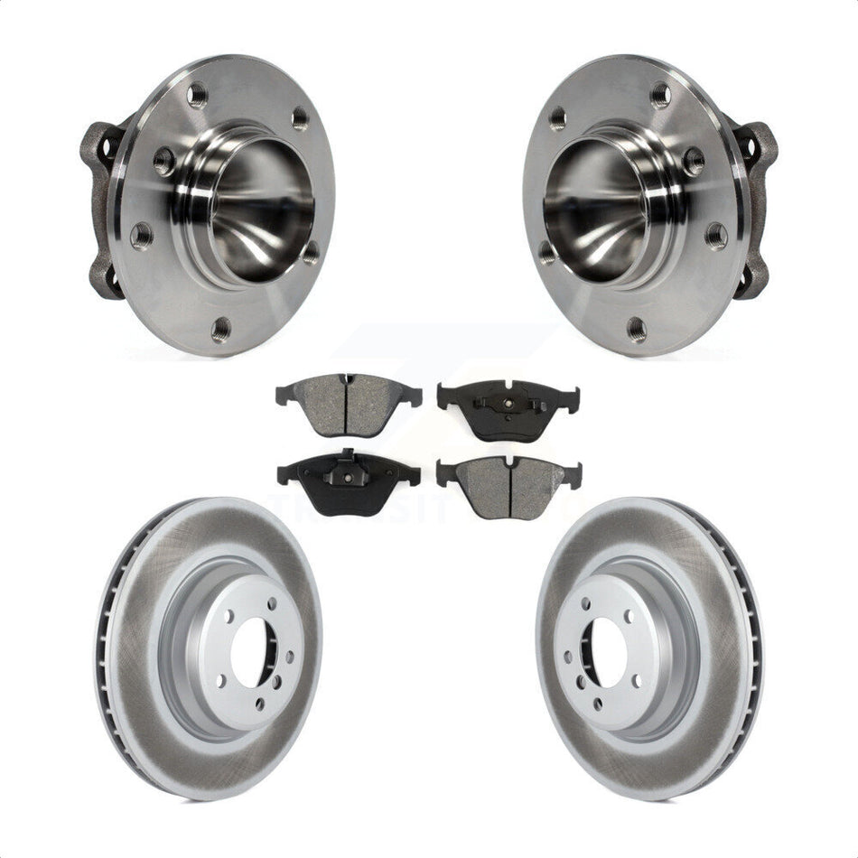 Front Hub Bearing Assembly With Coated Disc Brake Rotors And Semi-Metallic Pads Kit For BMW 335i 335d 335is KBB-104081