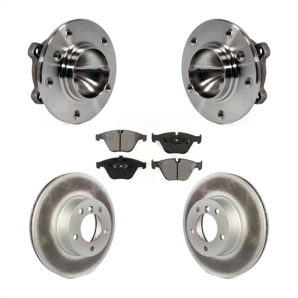 Front Hub Bearing Assembly With Coated Disc Brake Rotors And Semi-Metallic Pads Kit For BMW 328i X1 323i KBB-104082