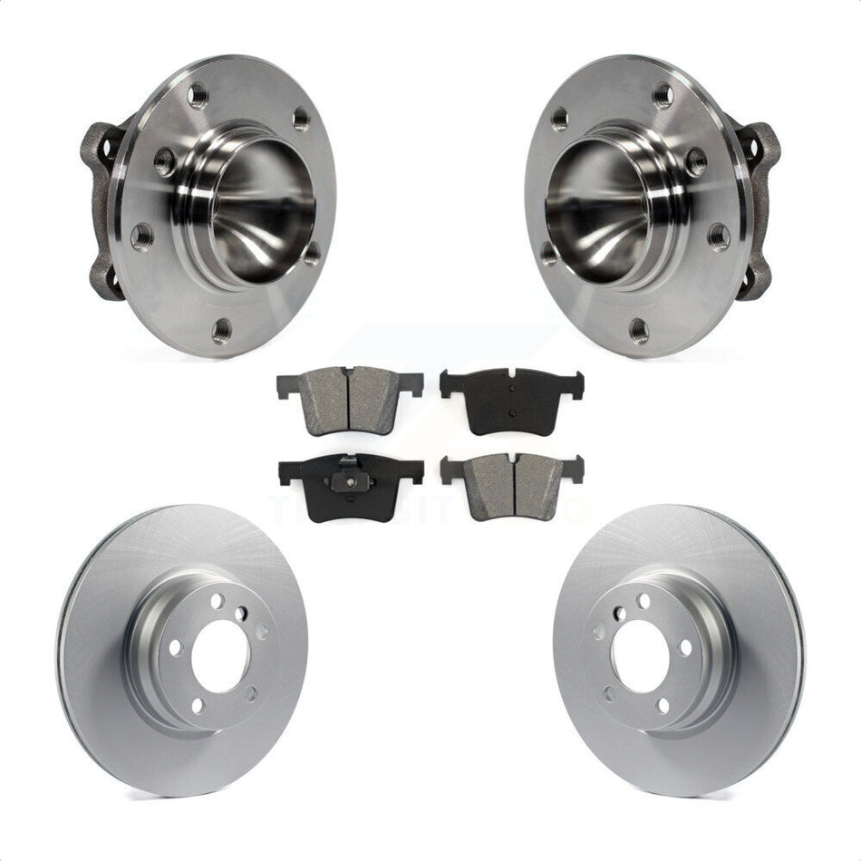 Front Hub Bearing Assembly With Coated Disc Brake Rotors And Semi-Metallic Pads Kit For 2012 BMW 328i 2.0L Without Blue Painted Calipers M Sport Package KBB-104083