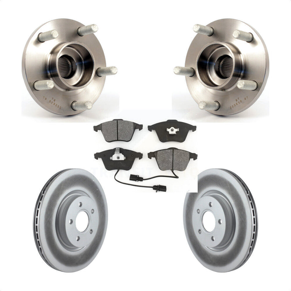 Front Hub Bearing Assembly With Coated Disc Brake Rotors And Semi-Metallic Pads Kit For Volvo S40 C70 V50 320mm Diameter Rotor KBB-104084