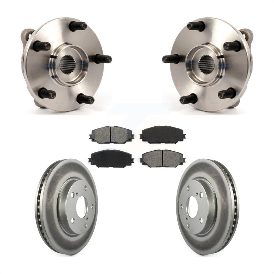 Front Hub Bearing Assembly With Coated Disc Brake Rotors And Semi-Metallic Pads Kit For Toyota RAV4 Scion xB Prius V Lexus HS250h KBB-104087