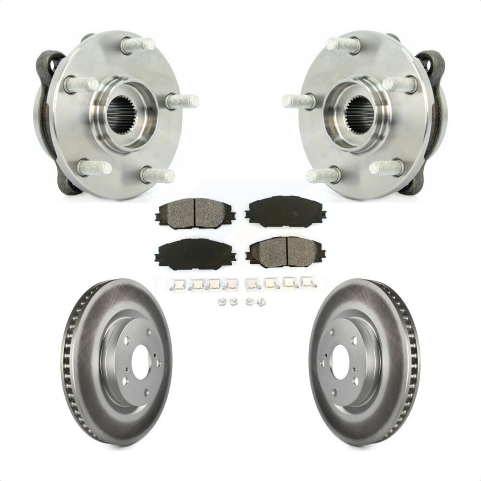 Front Hub Bearing Assembly With Coated Disc Brake Rotors And Semi-Metallic Pads Kit For Toyota RAV4 Scion tC Mirai KBB-104088