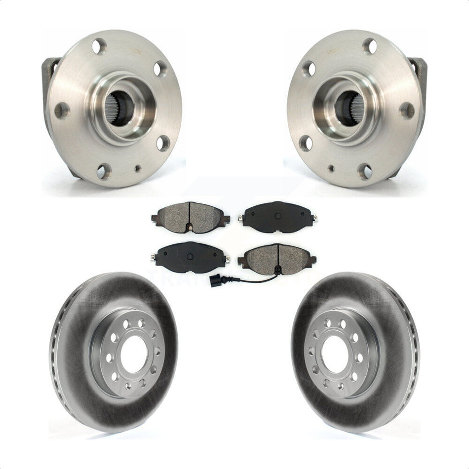 Front Hub Bearing Assembly With Coated Disc Brake Rotors And Semi-Metallic Pads Kit For Volkswagen Golf SportWagen e-Golf KBB-104096