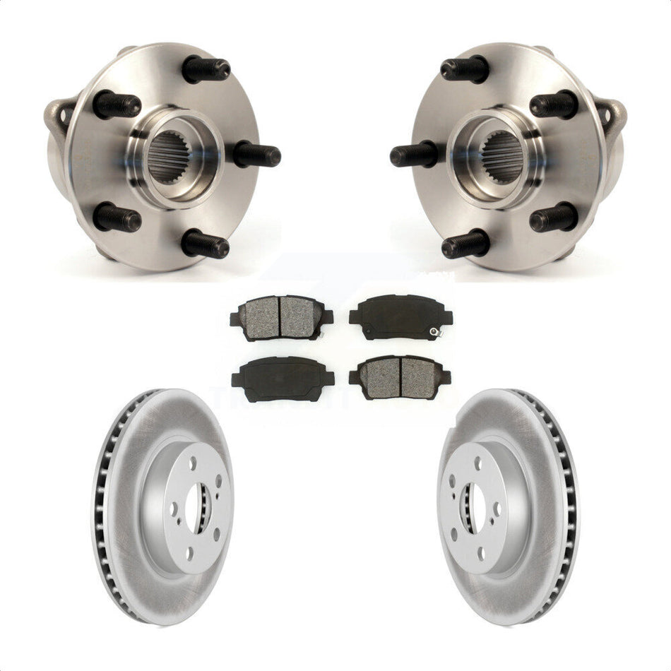 Front Hub Bearing Assembly With Coated Disc Brake Rotors And Semi-Metallic Pads Kit For 2004-2009 Toyota Prius KBB-104102