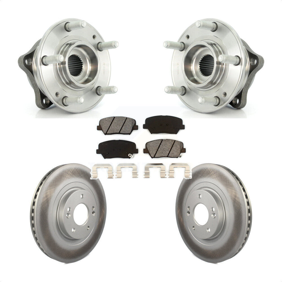 Front Hub Bearing Assembly With Coated Disc Brake Rotors And Semi-Metallic Pads Kit For Kia Sorento Hyundai Santa Fe Sport KBB-104107