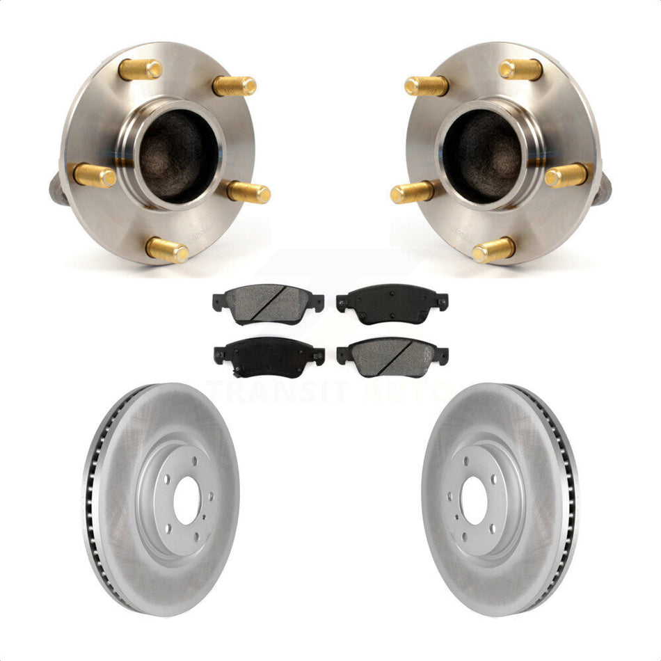 Front Hub Bearing Assembly With Coated Disc Brake Rotors And Semi-Metallic Pads Kit For 2007 INFINITI G35 Sport with Coupe RWD KBB-104112