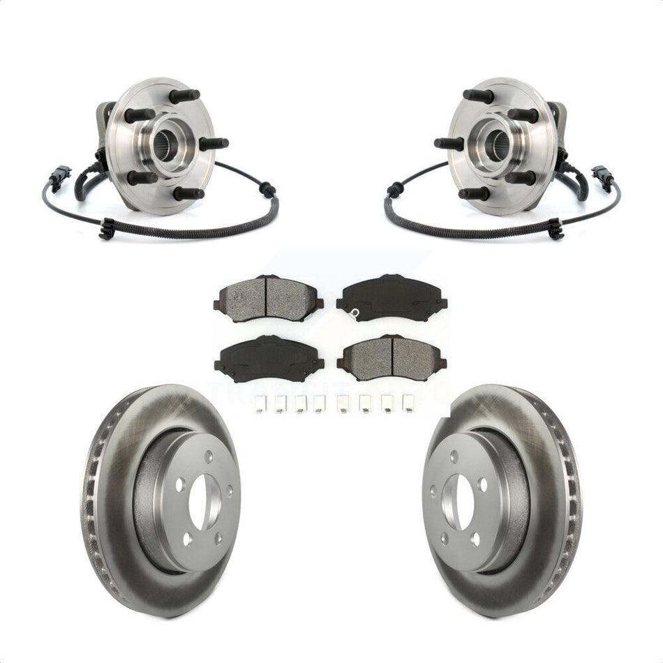Front Hub Bearing Assembly With Coated Disc Brake Rotors And Semi-Metallic Pads Kit For Jeep Liberty Dodge Nitro KBB-104113