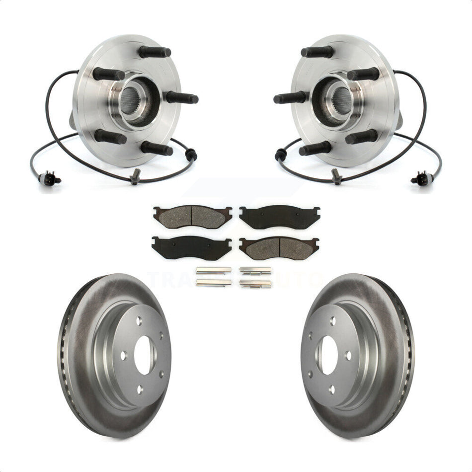 Front Hub Bearing Assembly With Coated Disc Brake Rotors And Semi-Metallic Pads Kit For 2006 Dodge Durango KBB-104115