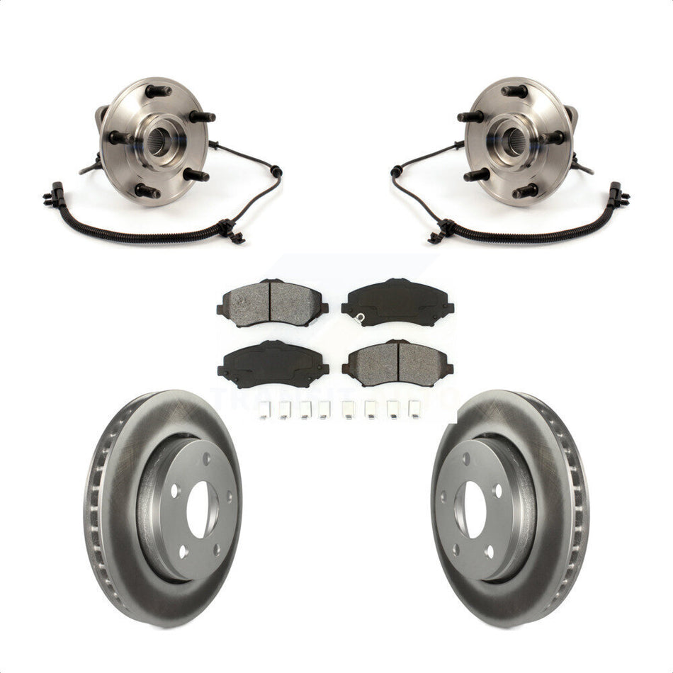 Front Hub Bearing Assembly With Coated Disc Brake Rotors And Semi-Metallic Pads Kit For 2007-2010 Jeep Wrangler KBB-104116