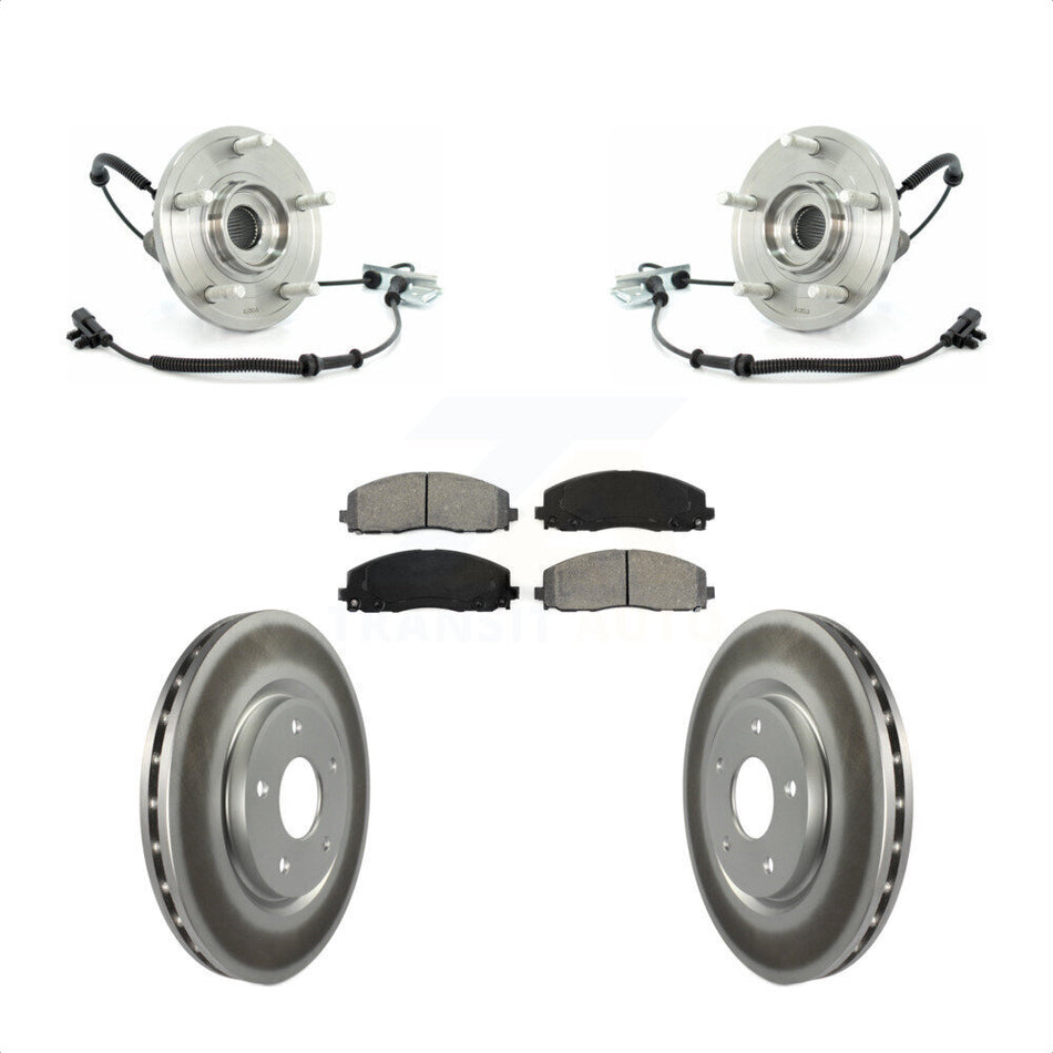 Front Hub Bearing Assembly With Coated Disc Brake Rotors And Semi-Metallic Pads Kit For 2012 Volkswagen Routan Dual Piston Caliper KBB-104119