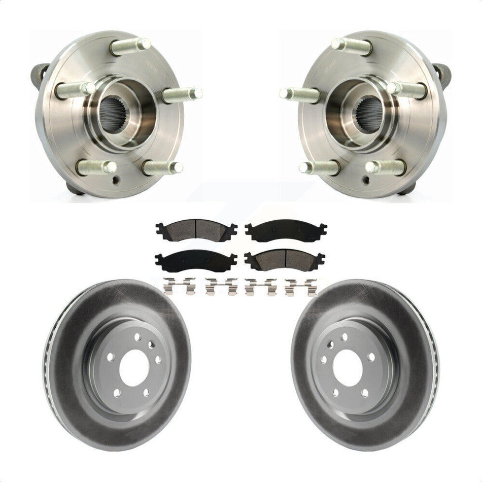 Front Hub Bearing Assembly With Coated Disc Brake Rotors And Semi-Metallic Pads Kit For 2010-2012 Ford Taurus SHO KBB-104122
