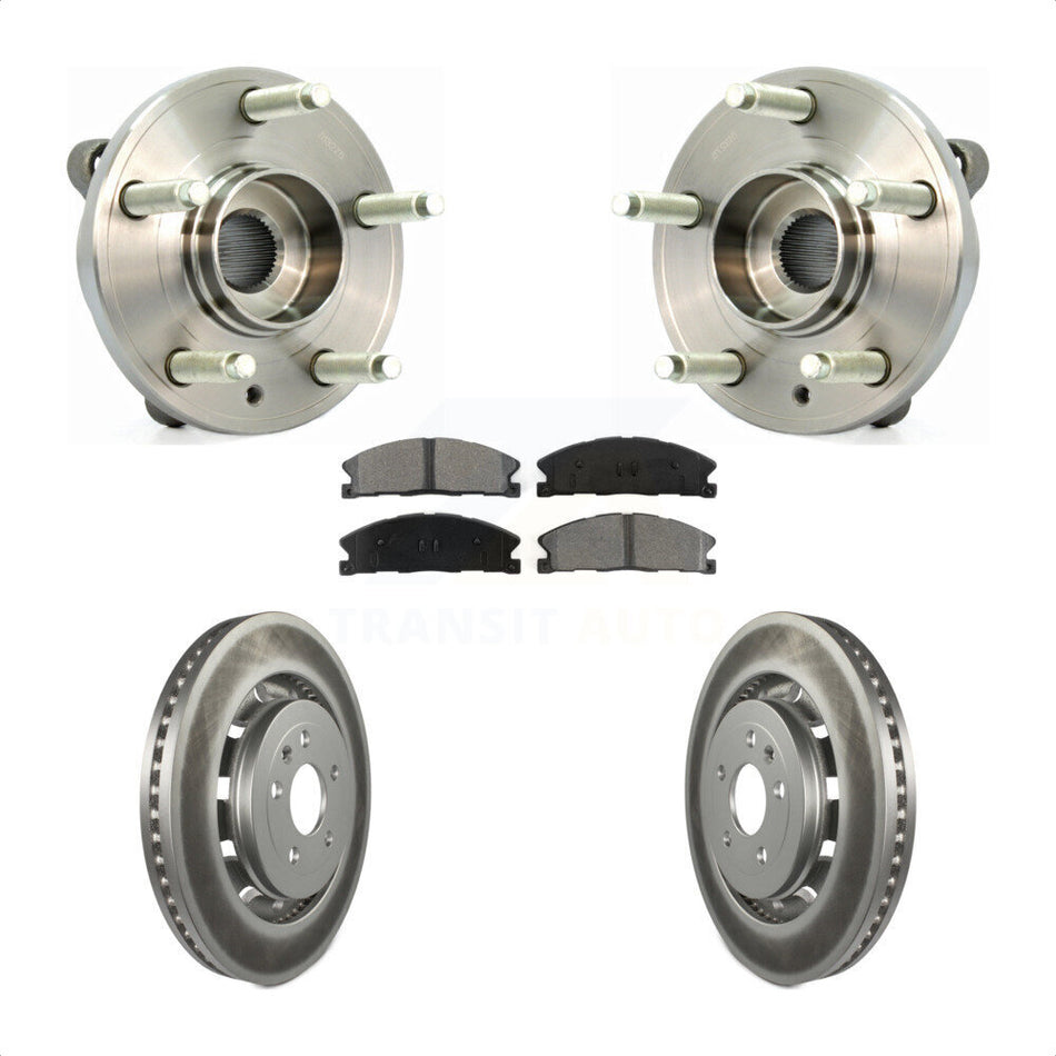 Front Hub Bearing Assembly With Coated Disc Brake Rotors And Semi-Metallic Pads Kit For Ford Flex Taurus Lincoln MKS MKT KBB-104125