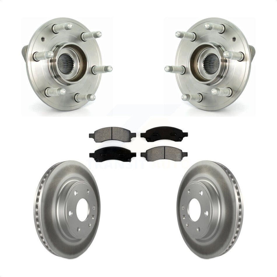 Front Hub Bearing Assembly With Coated Disc Brake Rotors And Semi-Metallic Pads Kit For Chevrolet Traverse GMC Acadia Buick Enclave Saturn Outlook Limited KBB-104127