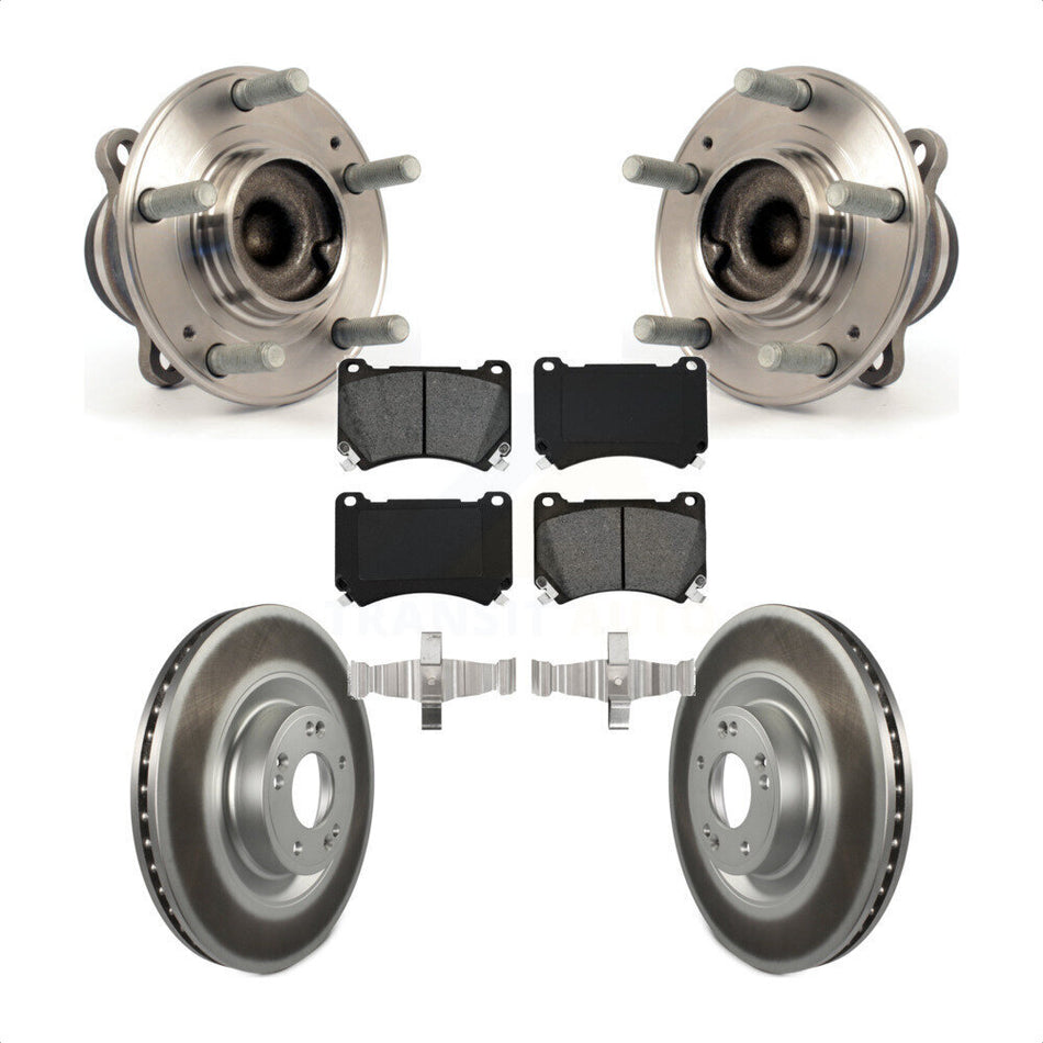 Front Hub Bearing Assembly With Coated Disc Brake Rotors And Semi-Metallic Pads Kit For Hyundai Genesis Equus KBB-104128