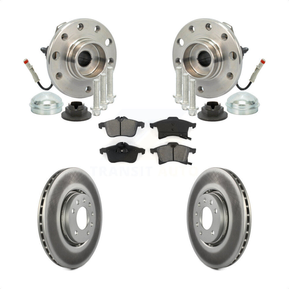 Front Hub Bearing Assembly With Coated Disc Brake Rotors And Semi-Metallic Pads Kit For 2008-2009 Saturn Astra KBB-104133