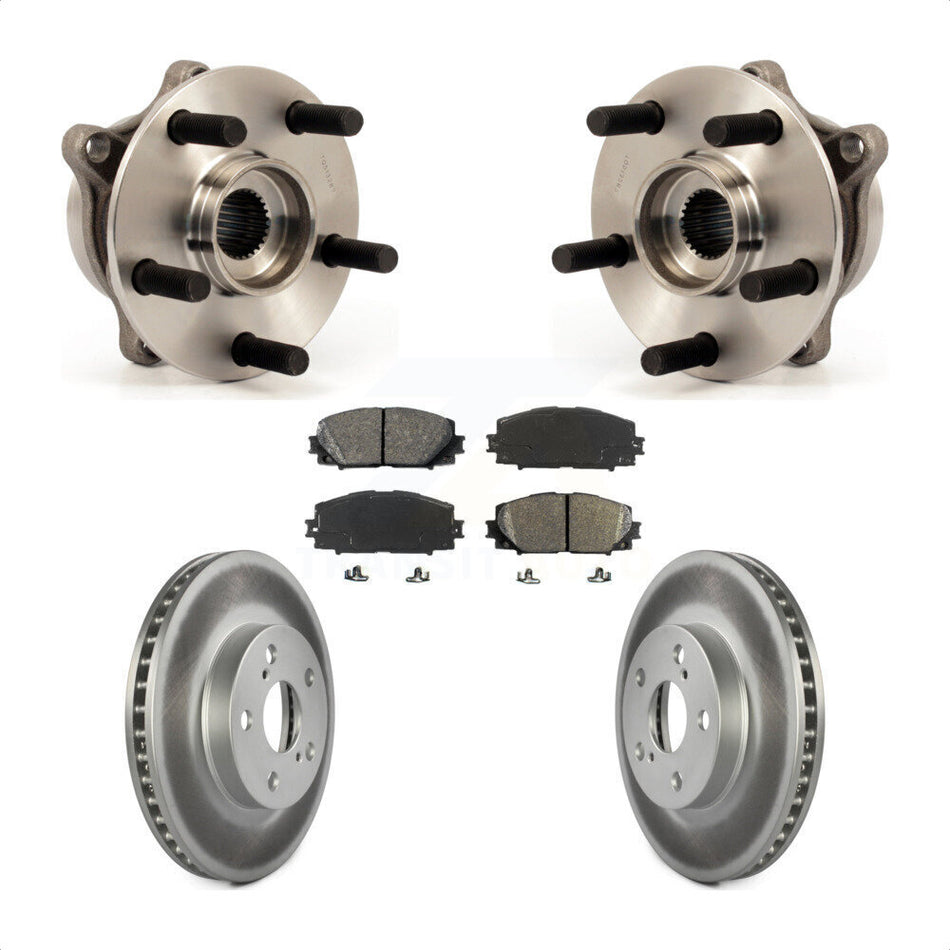Front Hub Bearing Assembly With Coated Disc Brake Rotors And Semi-Metallic Pads Kit For Toyota Prius Lexus CT200h Plug-In KBB-104137