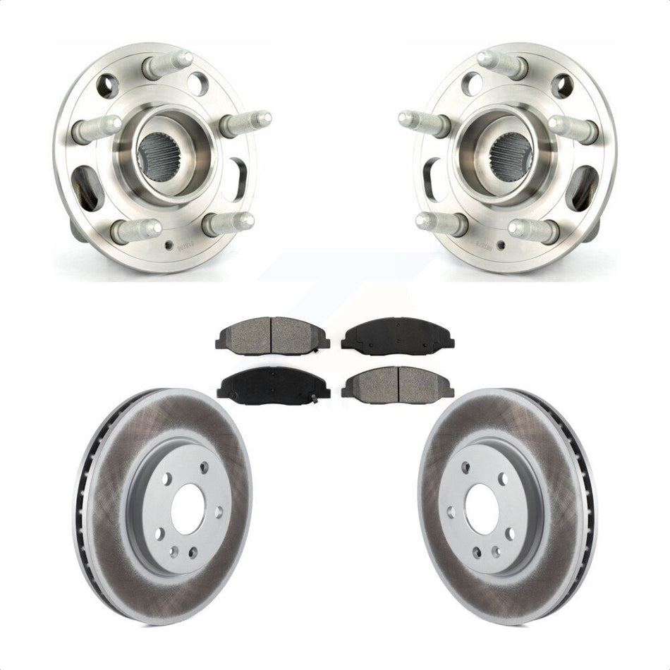 Front Hub Bearing Assembly With Coated Disc Brake Rotors And Semi-Metallic Pads Kit For Cadillac CTS Without Heavy Duty Brakes KBB-104139