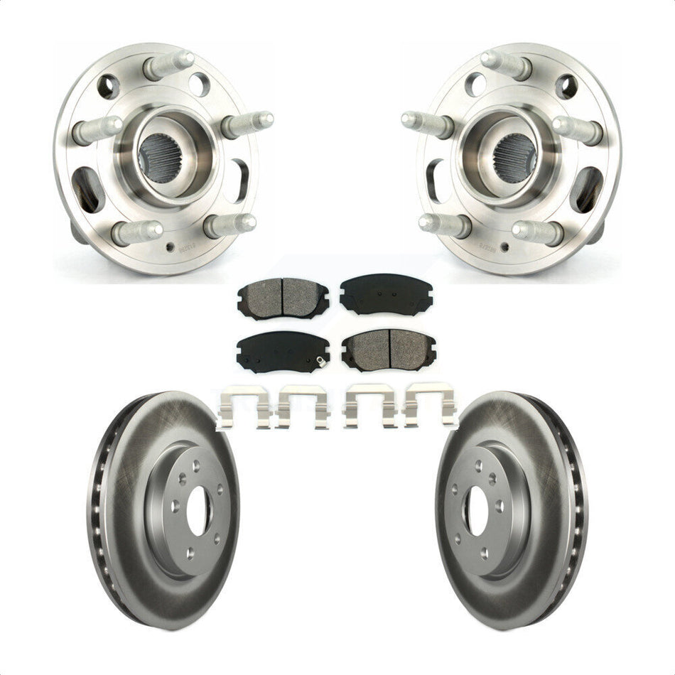 Front Hub Bearing Assembly With Coated Disc Brake Rotors And Semi-Metallic Pads Kit For Chevrolet Equinox GMC Terrain Malibu Buick Impala LaCrosse Regal Limited KBB-104140