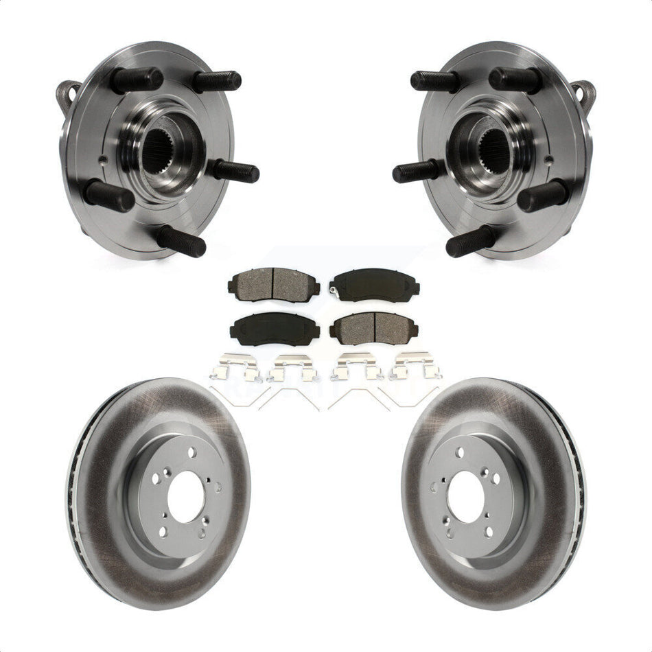 Front Hub Bearing Assembly With Coated Disc Brake Rotors And Semi-Metallic Pads Kit For 2011-2014 Honda Odyssey KBB-104145