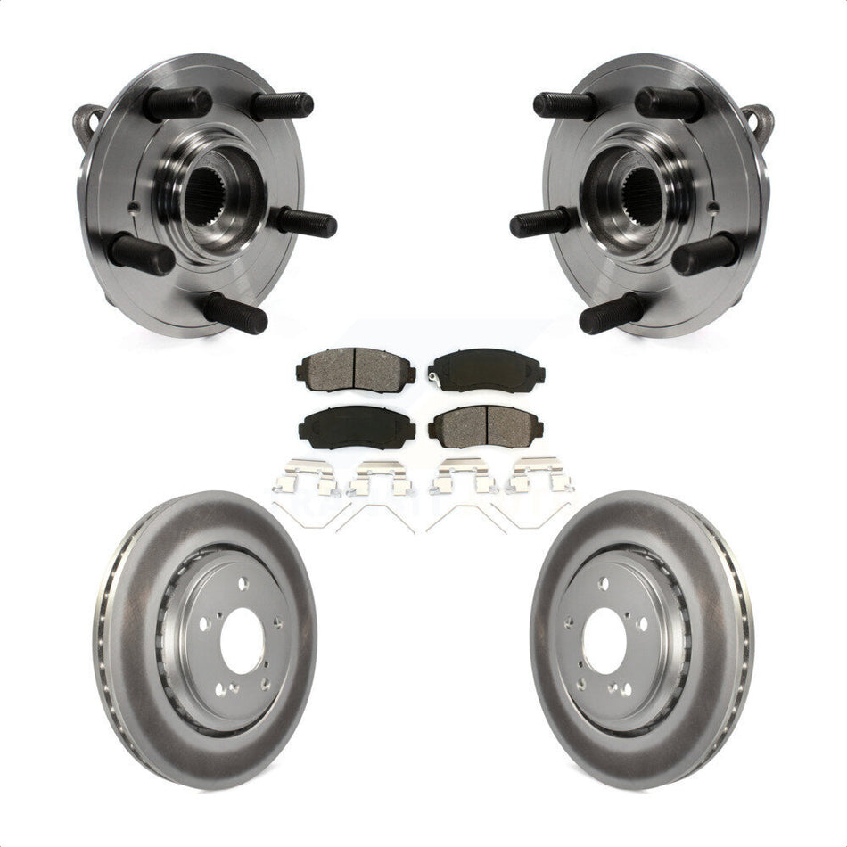 Front Hub Bearing Assembly With Coated Disc Brake Rotors And Semi-Metallic Pads Kit For 2015-2017 Honda Odyssey KBB-104146
