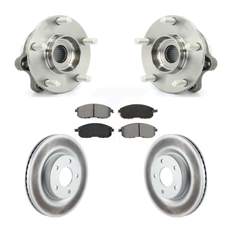 Front Hub Bearing Assembly With Coated Disc Brake Rotors And Semi-Metallic Pads Kit For Nissan Altima KBB-104147