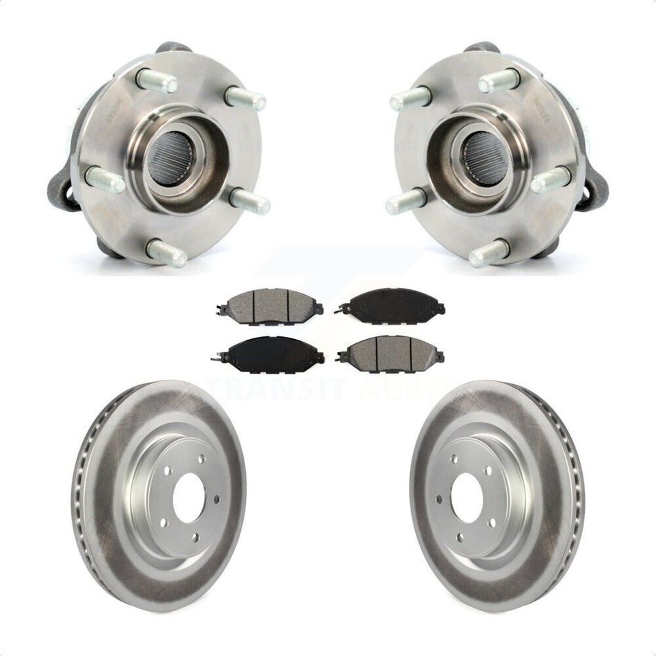 Front Hub Bearing Assembly With Coated Disc Brake Rotors And Semi-Metallic Pads Kit For Nissan Pathfinder Murano INFINITI QX60 JX35 KBB-104154