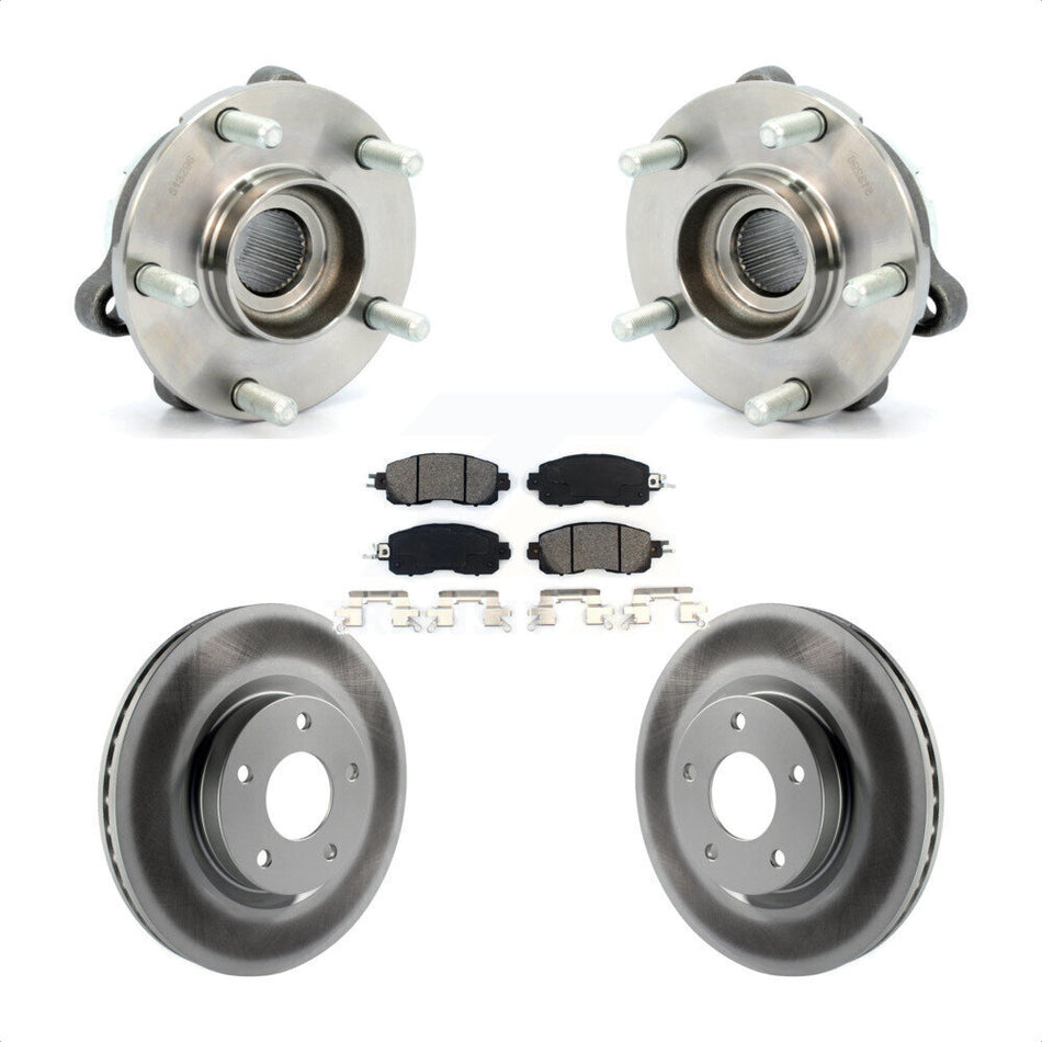 Front Hub Bearing Assembly With Coated Disc Brake Rotors And Semi-Metallic Pads Kit For Nissan Altima KBB-104155
