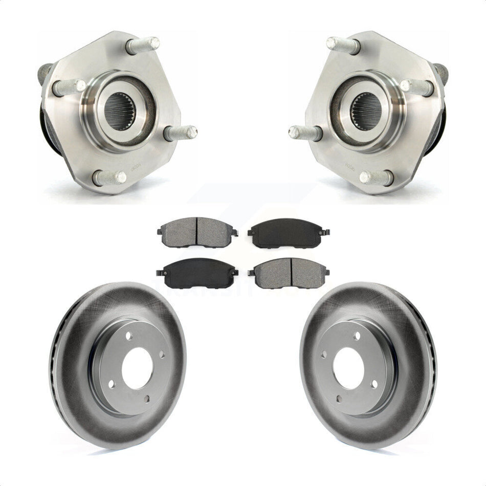 Front Hub Bearing Assembly With Coated Disc Brake Rotors And Semi-Metallic Pads Kit For Nissan Sentra KBB-104156