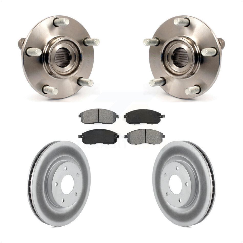 Front Hub Bearing Assembly With Coated Disc Brake Rotors And Semi-Metallic Pads Kit For 2007-2012 Nissan Sentra SE-R with 2.5L KBB-104158