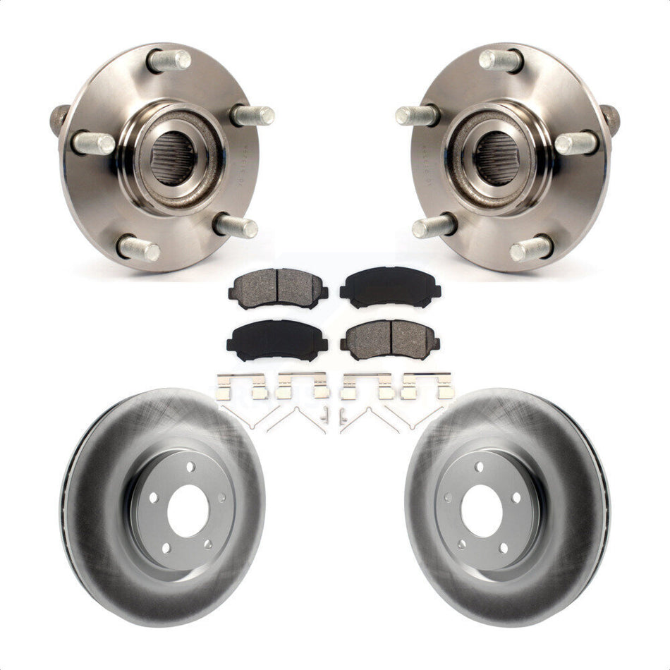 Front Hub Bearing Assembly With Coated Disc Brake Rotors And Semi-Metallic Pads Kit For 2007-2012 Nissan Sentra SE-R Spec V with 2.5L KBB-104159