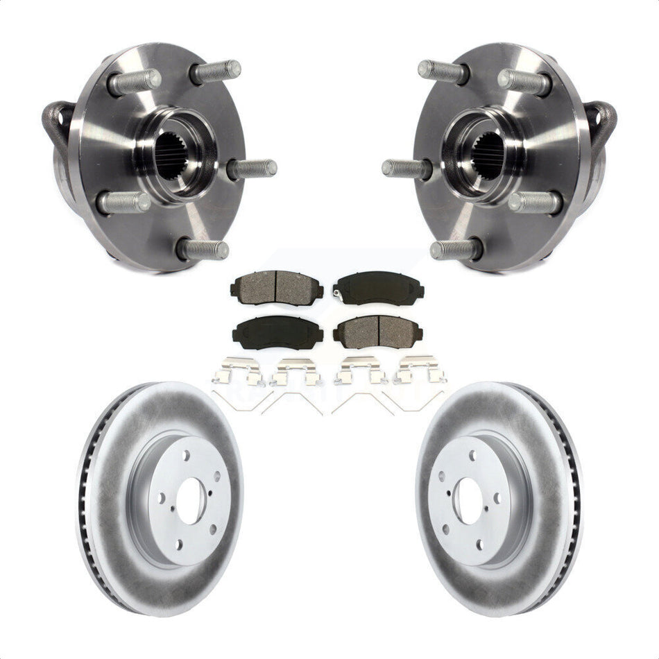 Front Hub Bearing Assembly With Coated Disc Brake Rotors And Semi-Metallic Pads Kit For 2016-2019 Subaru Legacy 2.5L KBB-104165