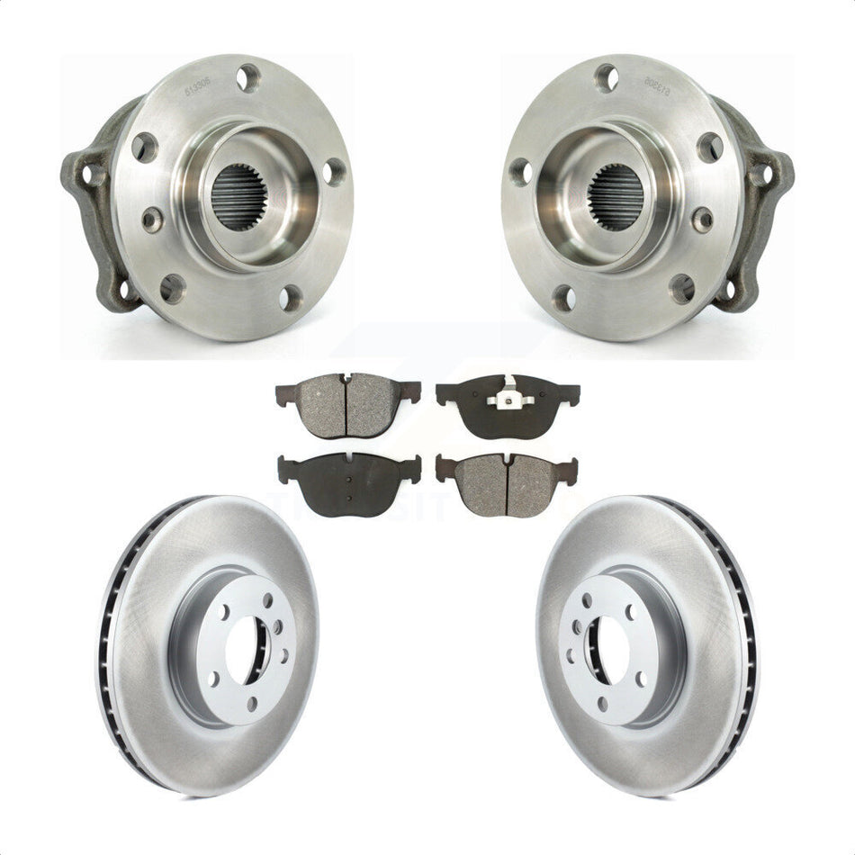Front Hub Bearing Assembly With Coated Disc Brake Rotors And Semi-Metallic Pads Kit For BMW X5 X6 KBB-104166