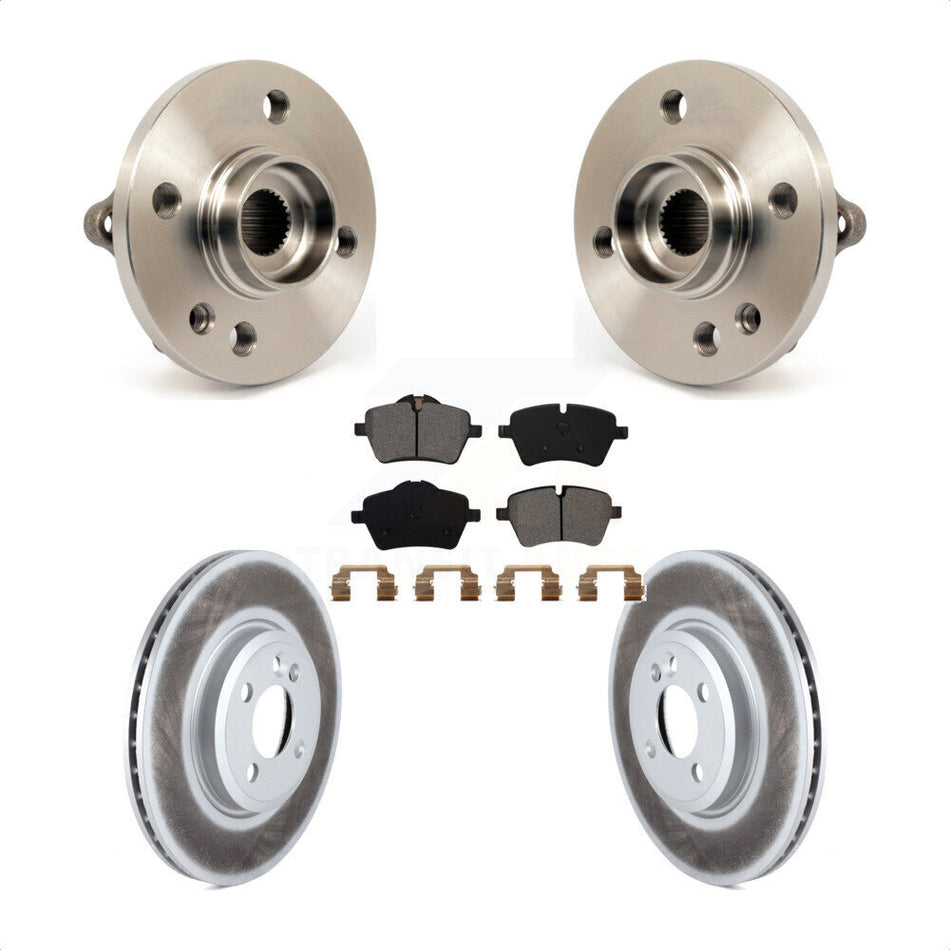 Front Hub Bearing Assembly With Coated Disc Brake Rotors And Semi-Metallic Pads Kit For Mini Cooper 294mm Diameter Rotor 4 Lug Wheels KBB-104170