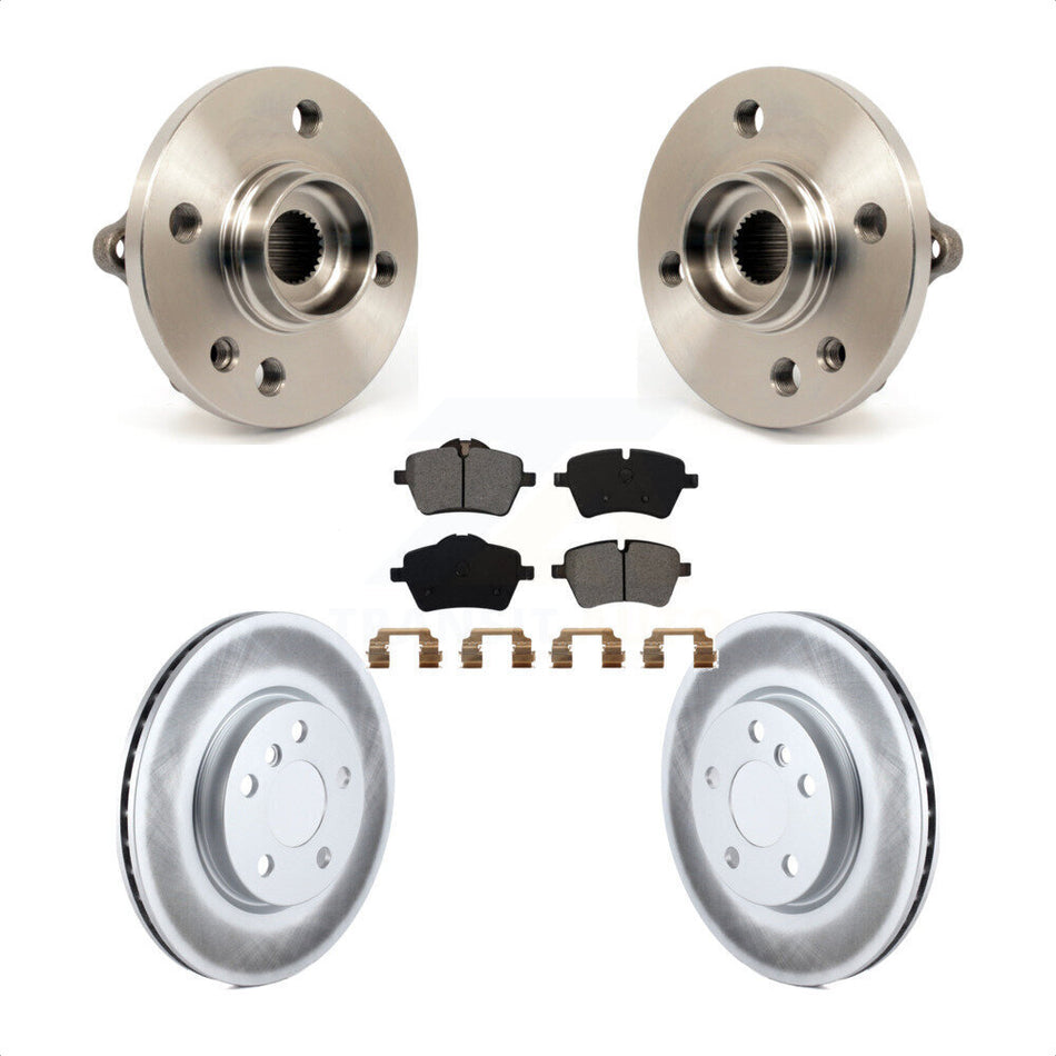 Front Hub Bearing Assembly With Coated Disc Brake Rotors And Semi-Metallic Pads Kit For 2014-2015 Mini Cooper Convertible Coupe 294mm Diameter Rotor 5 Lug Wheels KBB-104172