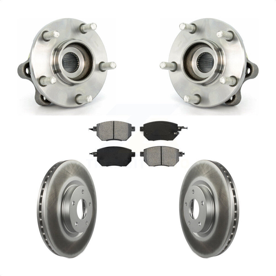 Front Hub Bearing Assembly With Coated Disc Brake Rotors And Semi-Metallic Pads Kit For 2003-2004 Nissan Murano KBB-104175