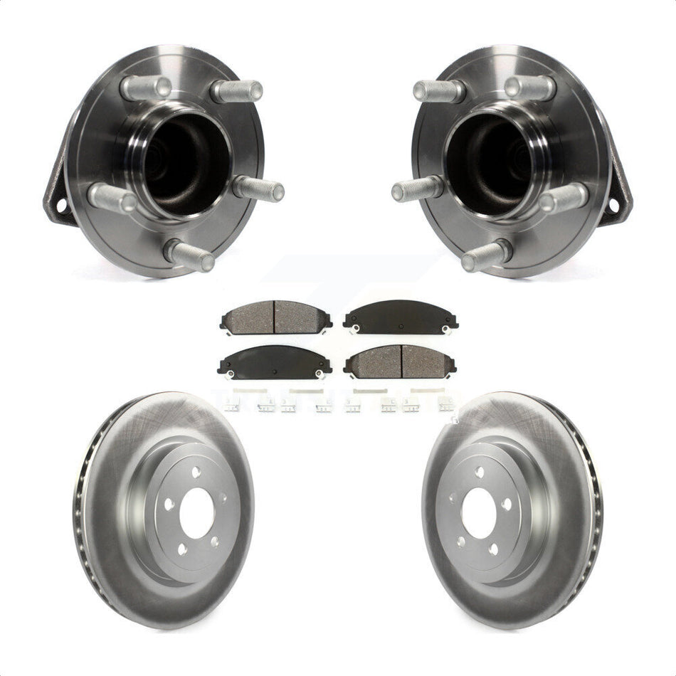 Front Hub Bearing Assembly With Coated Disc Brake Rotors And Semi-Metallic Pads Kit For Dodge Charger Challenger Chrysler 300 KBB-104186