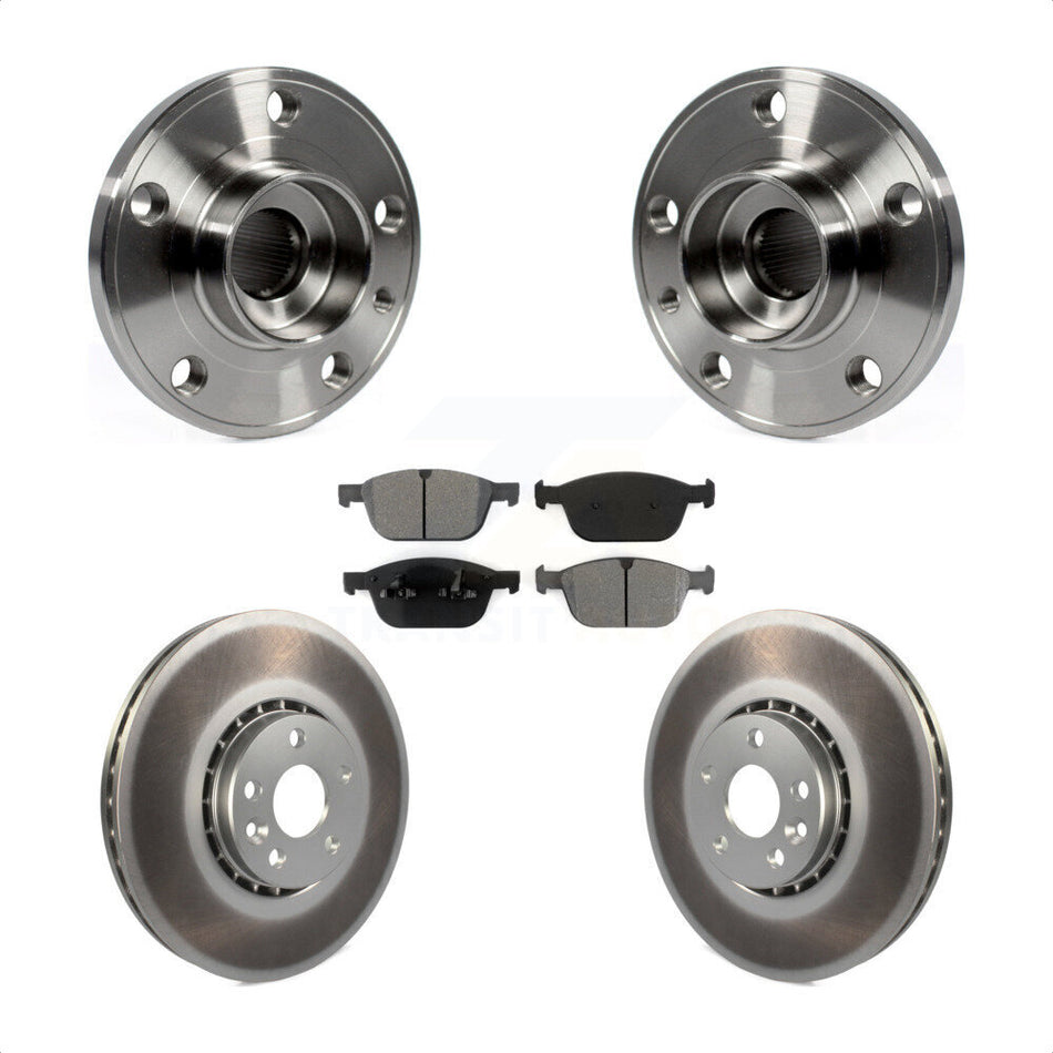 Front Hub Bearing Assembly With Coated Disc Brake Rotors And Semi-Metallic Pads Kit For 2010-2015 Volvo XC60 KBB-104193