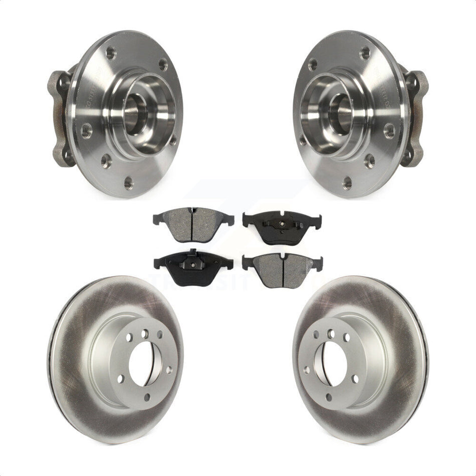 Front Hub Bearing Assembly With Coated Disc Brake Rotors And Semi-Metallic Pads Kit For 2013-2015 BMW X1 xDrive28i with AWD KBB-104195