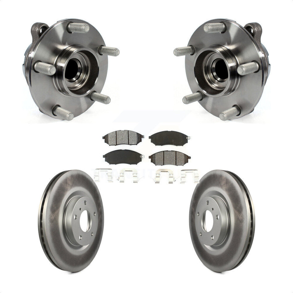 Front Hub Bearing Assembly With Coated Disc Brake Rotors And Semi-Metallic Pads Kit For INFINITI G37 G35 M35 Nissan 370Z EX35 QX70 M37 G25 Q70 Q70L M45 Q40 QX50 M56 EX37 M35h KBB-104198