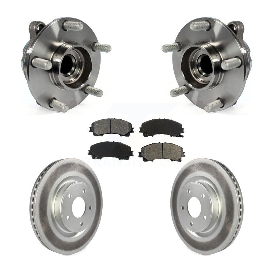 Front Hub Bearing Assembly With Coated Disc Brake Rotors And Semi-Metallic Pads Kit For INFINITI Q50 QX50 Q60 KBB-104203