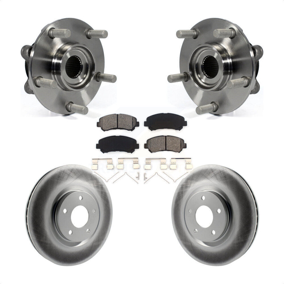 Front Hub Bearing Assembly With Coated Disc Brake Rotors And Semi-Metallic Pads Kit For 2014-2017 Nissan Juke Nismo RS KBB-104210