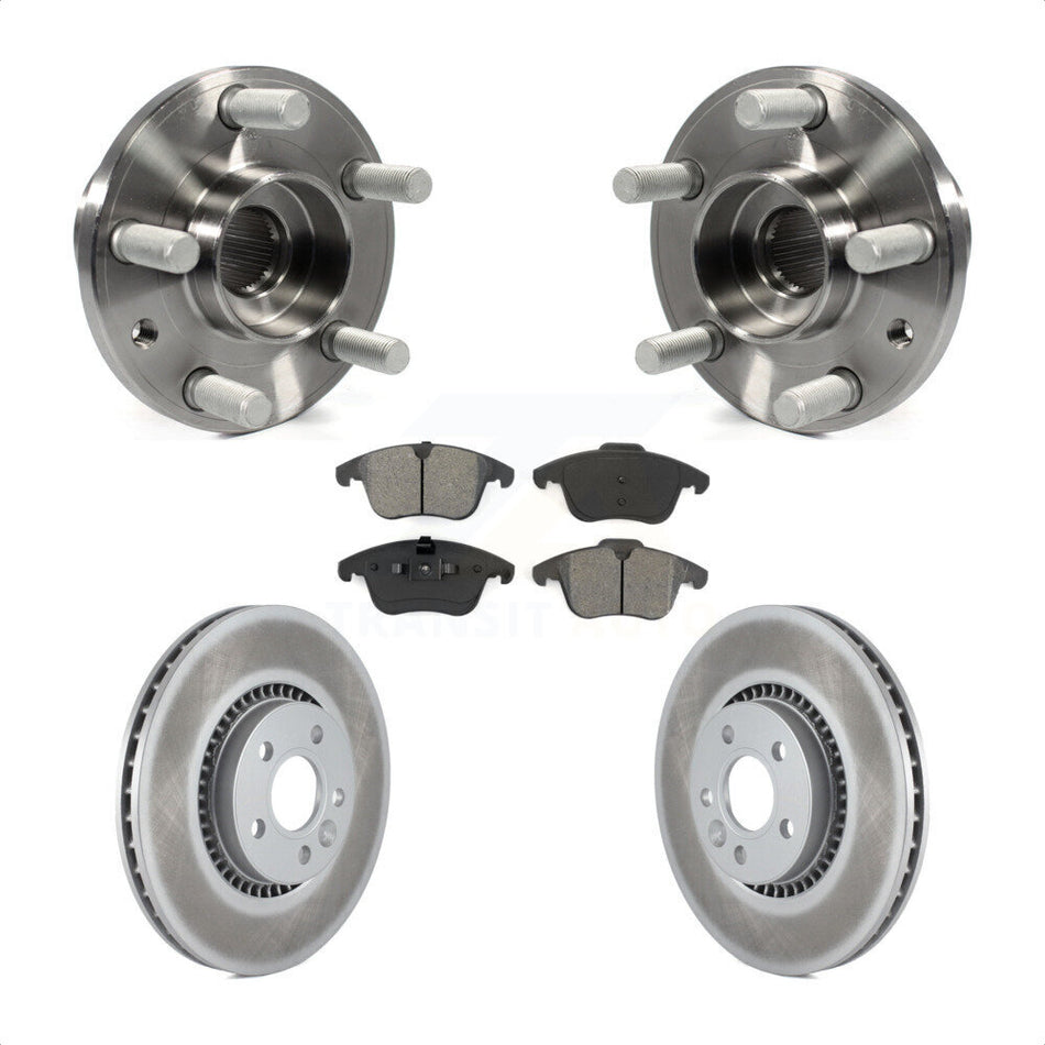 Front Hub Bearing Assembly With Coated Disc Brake Rotors And Semi-Metallic Pads Kit For 2008-2015 Land Rover LR2 KBB-104213