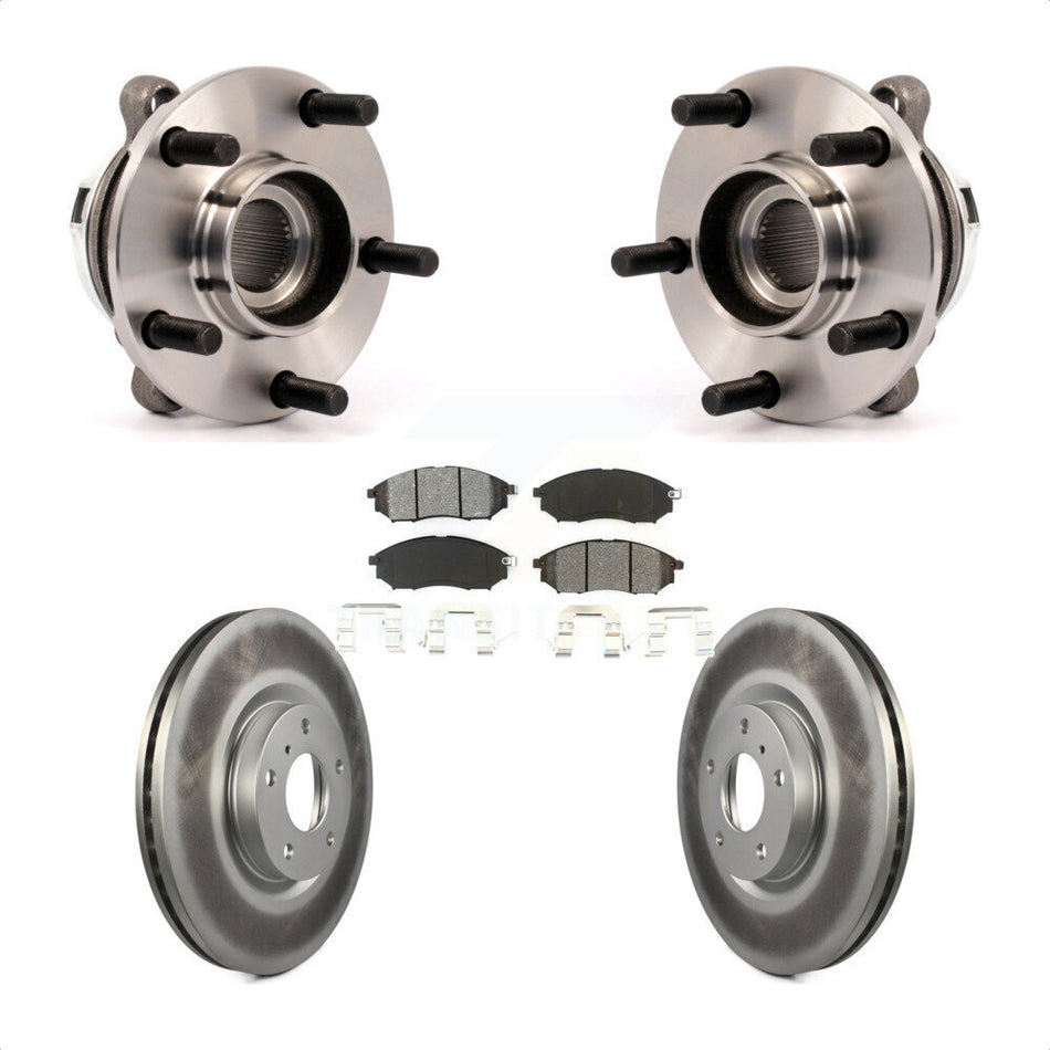 Front Hub Bearing Assembly With Coated Disc Brake Rotors And Semi-Metallic Pads Kit For Nissan Murano KBB-104214
