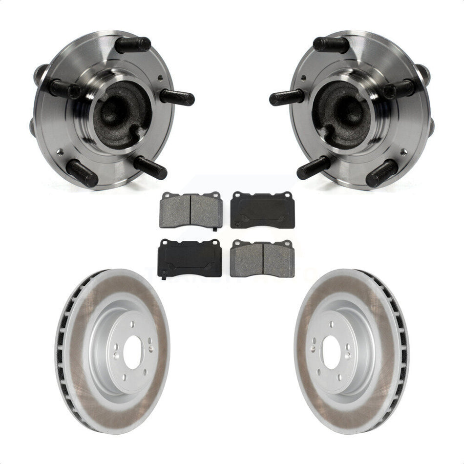 Front Hub Bearing Assembly With Coated Disc Brake Rotors And Semi-Metallic Pads Kit For Hyundai Genesis Coupe KBB-104215