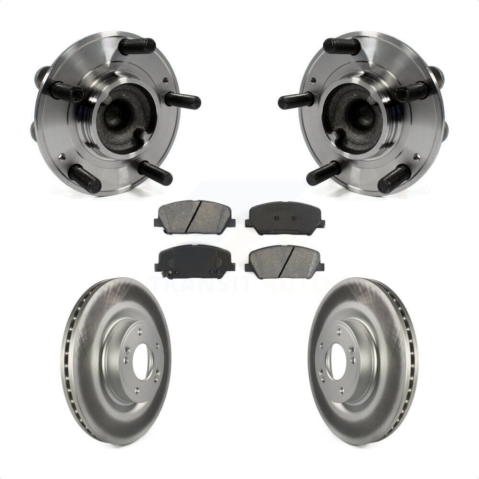 Front Hub Bearing Assembly With Coated Disc Brake Rotors And Semi-Metallic Pads Kit For Hyundai Genesis Coupe KBB-104216