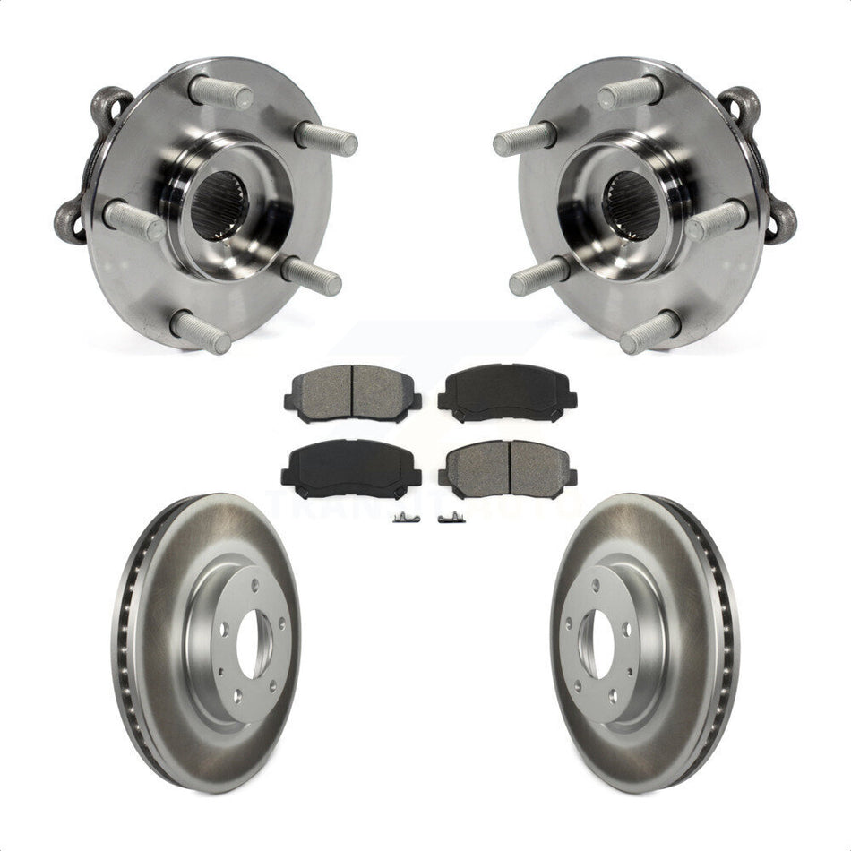 Front Hub Bearing Assembly With Coated Disc Brake Rotors And Semi-Metallic Pads Kit For 2013-2015 Mazda CX-5 KBB-104218