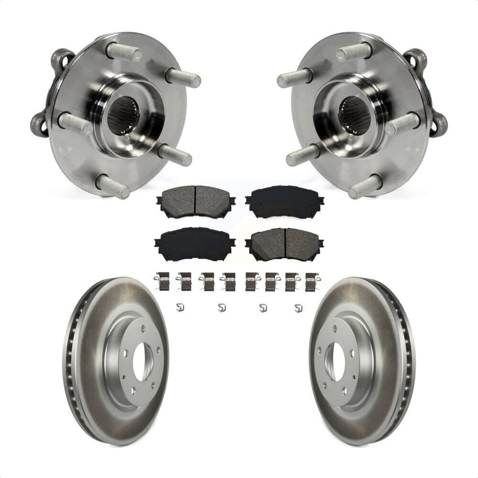 Front Hub Bearing Assembly With Coated Disc Brake Rotors And Semi-Metallic Pads Kit For Mazda 6 KBB-104219