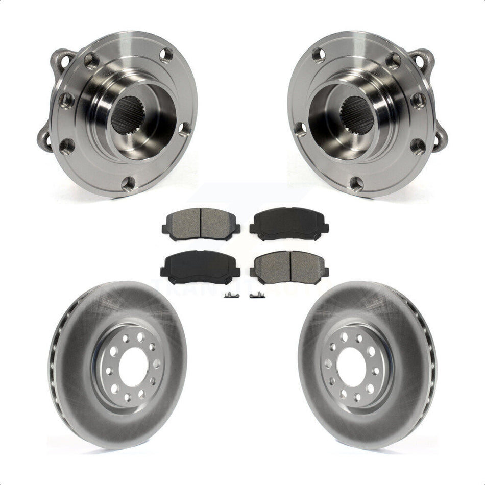 Front Hub Bearing Assembly With Coated Disc Brake Rotors And Semi-Metallic Pads Kit For Dodge Dart Chrysler 200 KBB-104221